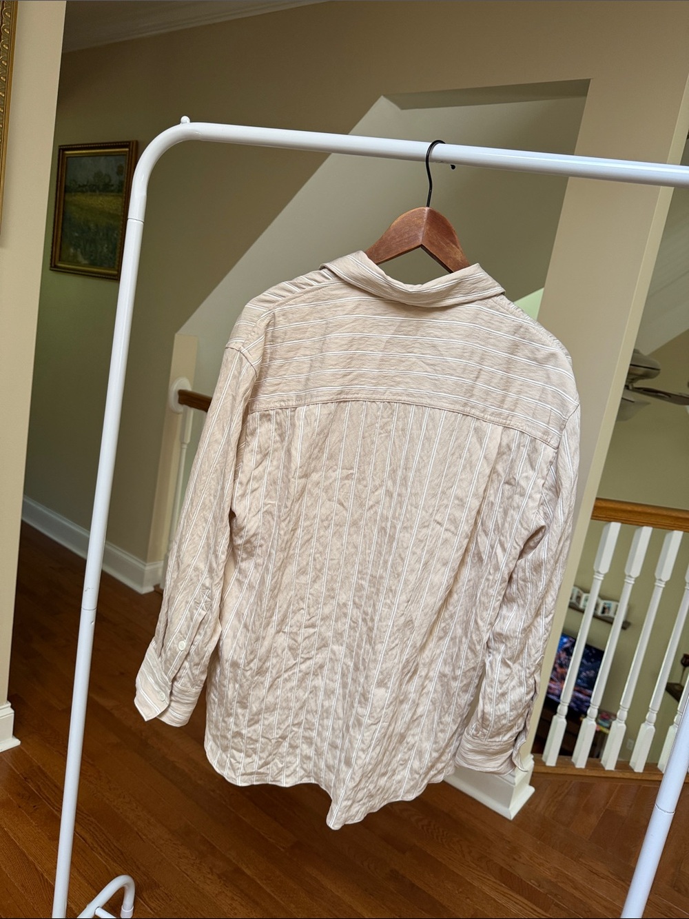 ZARA light textured striped button shirt - Picture 7 of 9